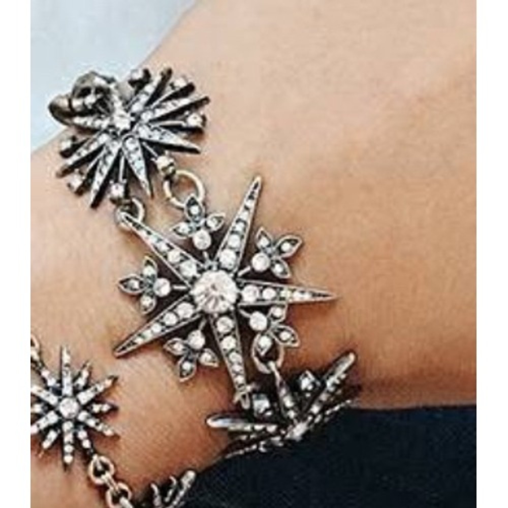 Chloe‎ + Isabel Starburst Statement Bracelet Antique Rhodium Crystal Celestial